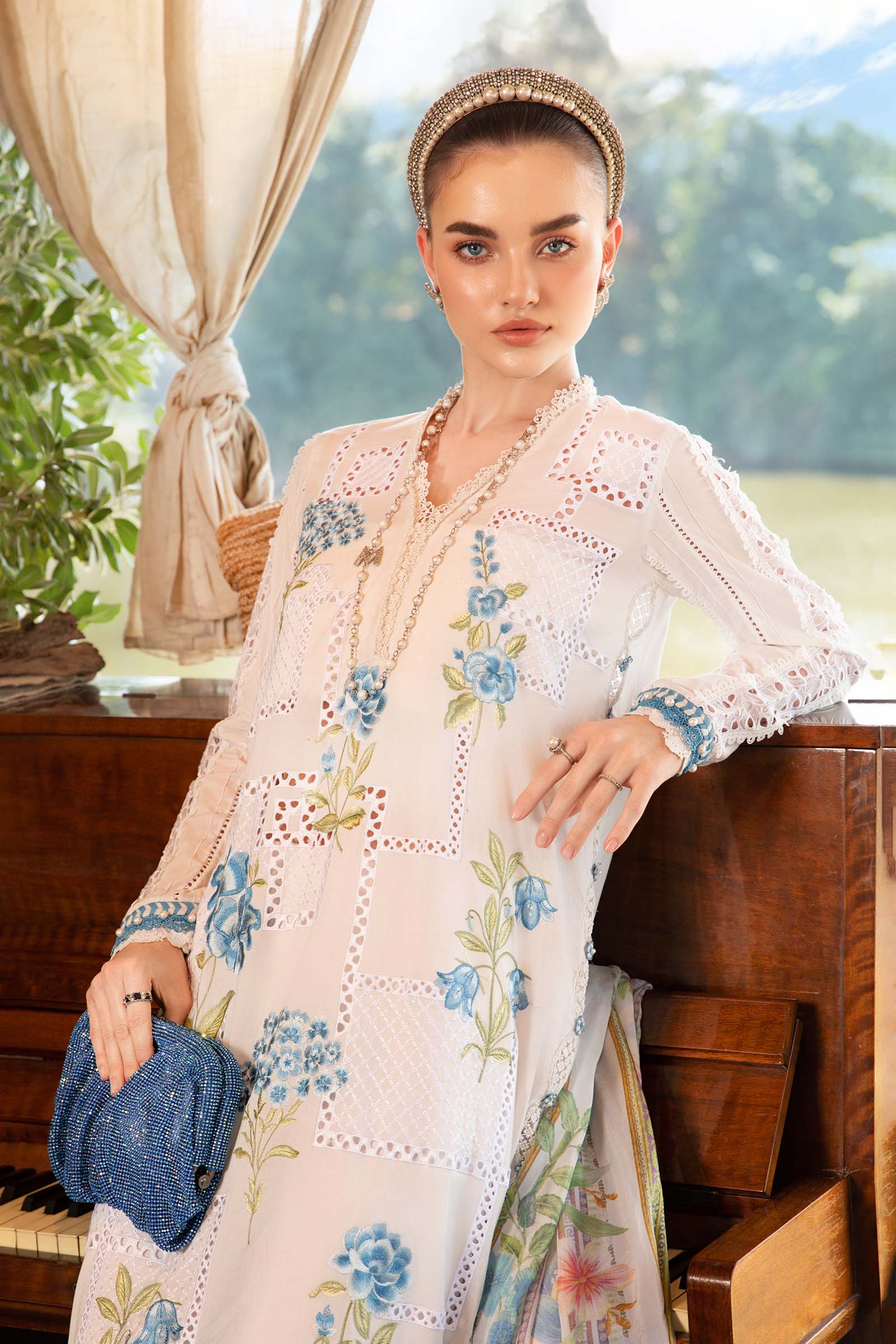3 Piece Unstitched Printed Lawn Suit | MPT-2501-A | Maria B