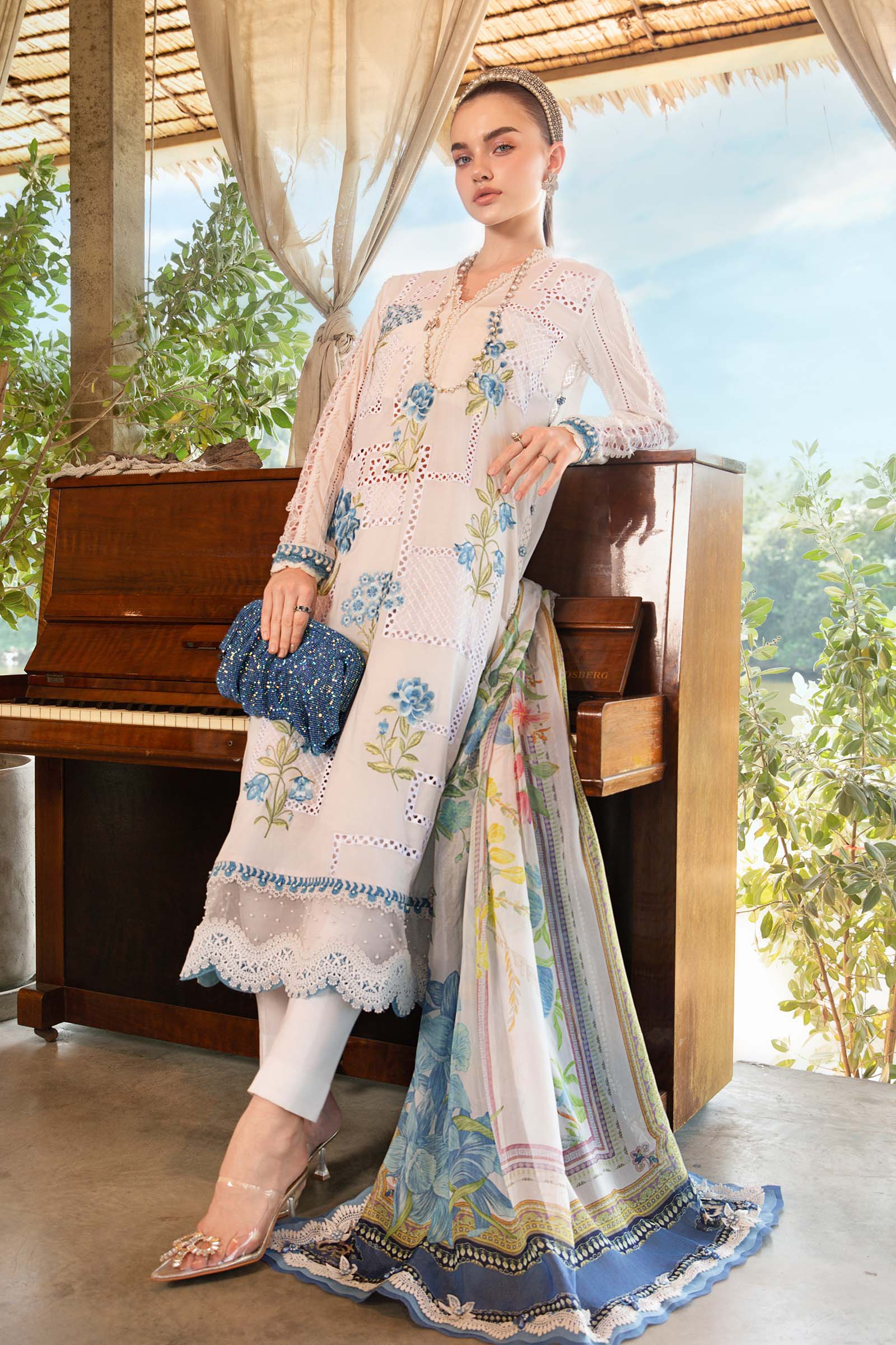 3 Piece Unstitched Printed Lawn Suit | MPT-2501-A | Maria B