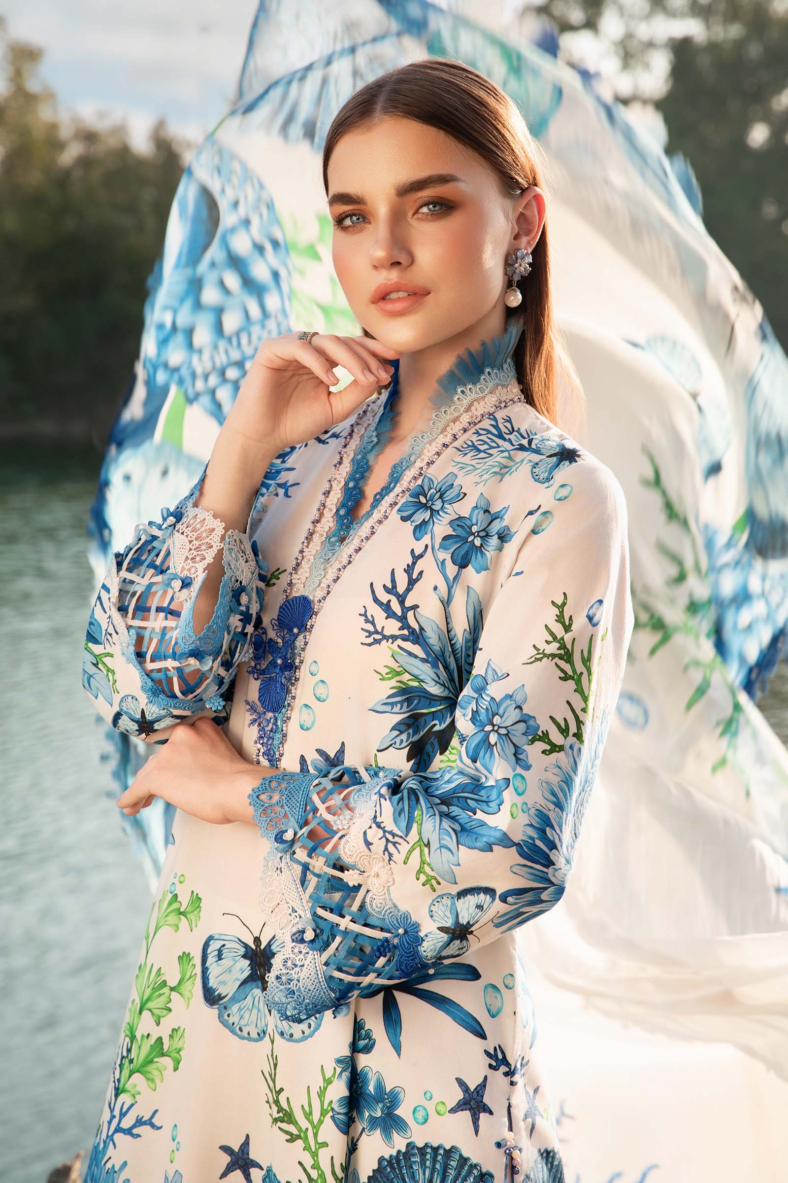 3 Piece Unstitched Printed Lawn Suit | MPT-2510-B | Maria B