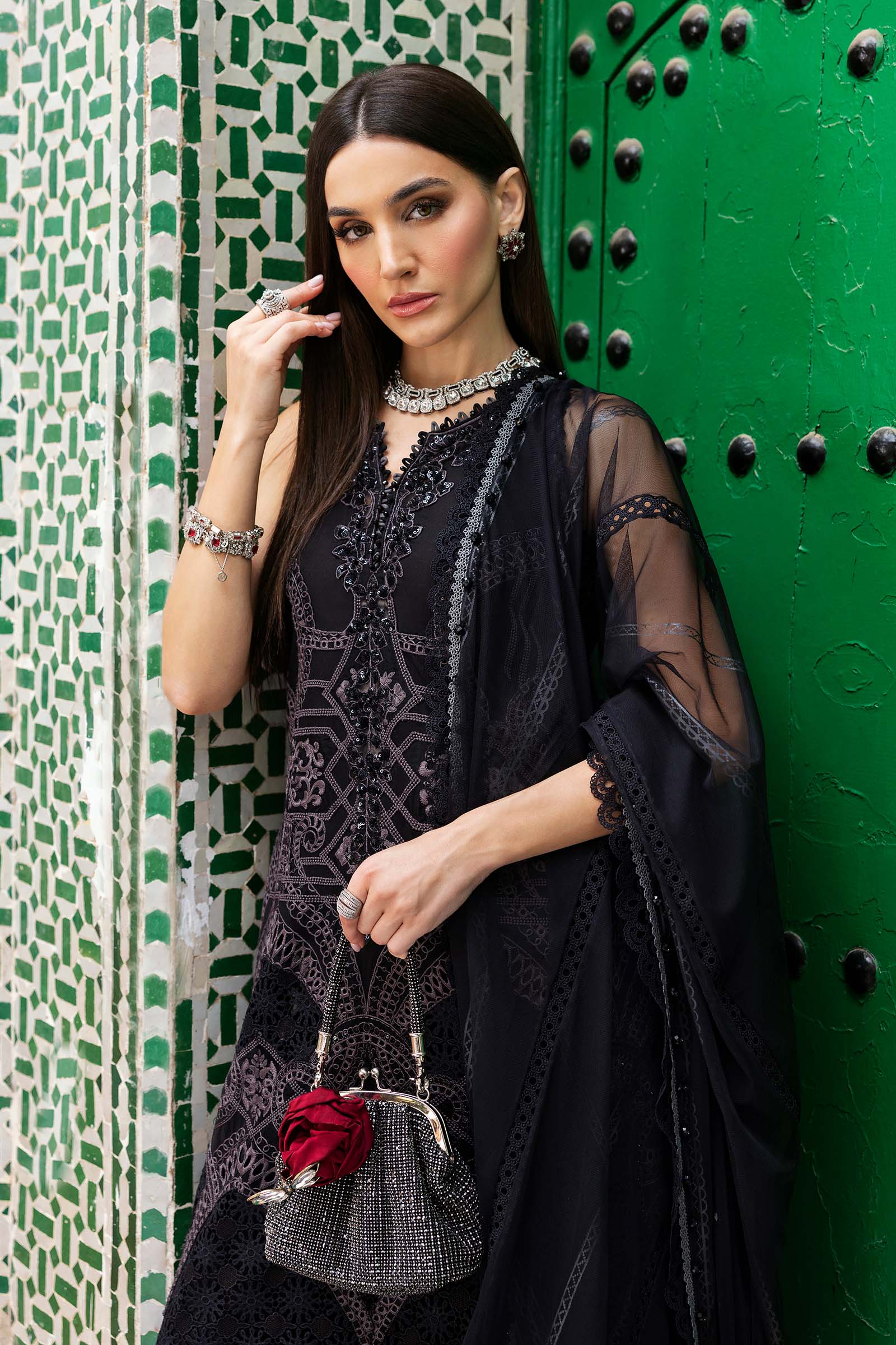 3 Piece Unstitched Embroidered Lawn Suit | D-2512-B | Maria B