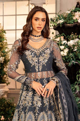 Maria. B | 3 Piece Unstitched Embroidered Organza Suit | BD-2901-Dull Blue-Default