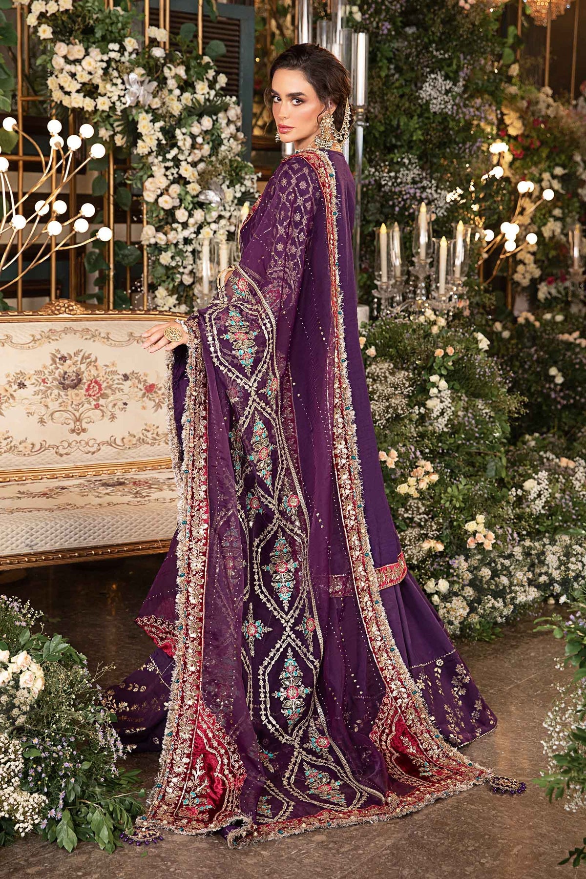 MARIA B | 3 Piece Unstitched Embroidered Raw Silk Suit-Purple | BD-2903