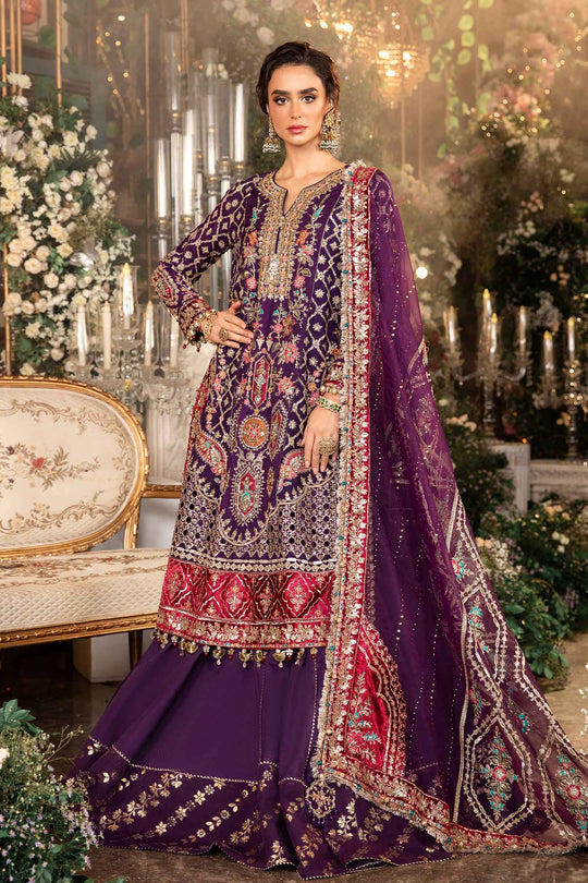 MARIA B | 3 Piece Unstitched Embroidered Raw Silk Suit-Purple | BD-2903