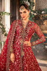 Maria B | 3 Piece Unstitched Embroidered Organza Suit-Red | BD-2908