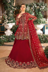 Maria B | 3 Piece Unstitched Embroidered Organza Suit-Red | BD-2908